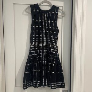 Topshop Black and White Knit Dress with Dot Grid